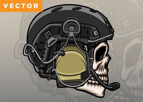 Skull Head With Army Helmet Graphic By Wodexz · Creative Fabrica