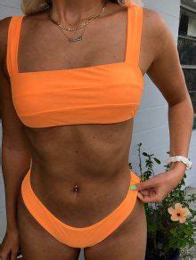 Padded Wide Straps Bandeau Neon Bikini Set In NEON ORANGE ZAFUL 2024