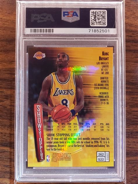 1997 98 Kobe Bryant Refractor PSA 8 Topps Finest Showstoppers Bronze