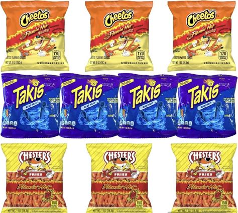Buy Hot Chips Variety Pack Takis Blue Heat Flamin Hot Cheetos And