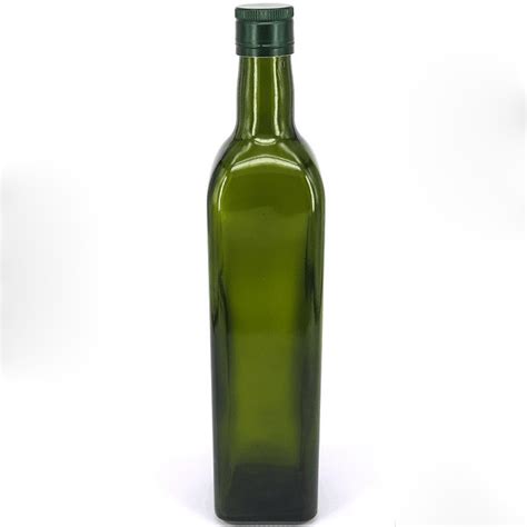 250ml Square Bottle Quadra Antique Green Olive Oil Glass Bottle High