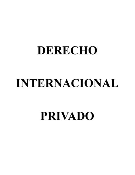 Dipr Apuntes De Derecho Internacional Privado Derecho Internacional Privado LecciÓn 1