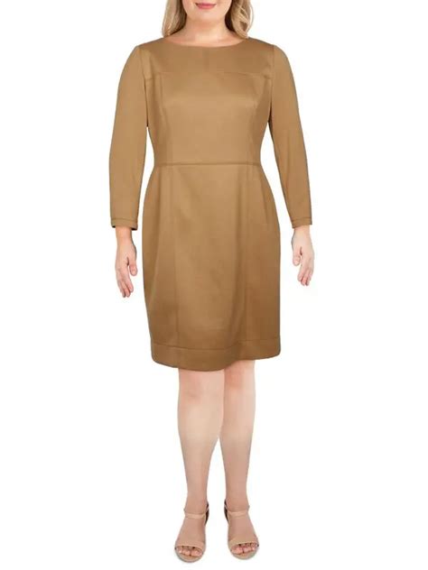 Buy Anne Klein Scuba Midi Wear To Work Dress Brown At 43 Off