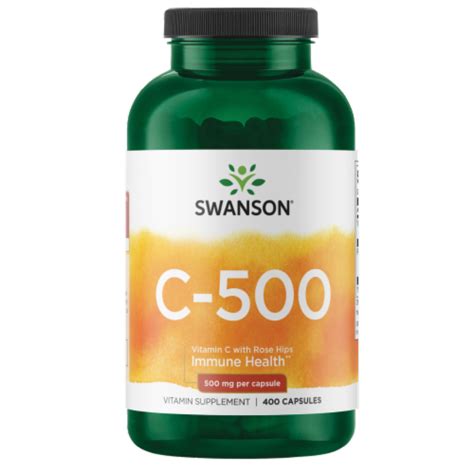 Swanson Vitamin C With Rose Hips 500 Mg 400 Capsules 500 Mg 400 Caps