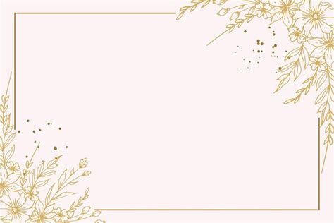 Elegant Golden Floral Background With Hand Drawn Flowers And Leaves