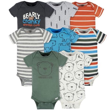 Onesies Brand Baby Boy Short Sleeve Onesies Bodysuits, 8-Pack, Sizes ...