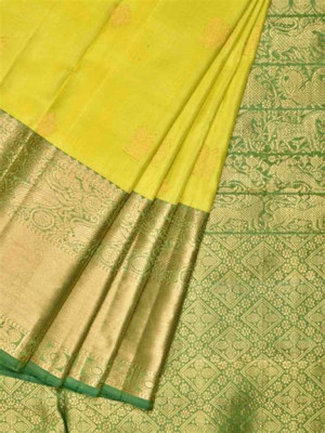 Light Green Kanchipuram Silk Butta Border Design Kanchipuram Silk Sarees