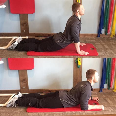 Stretch your core muscles with the Cobra Pose! Start by lying flat on your stomach on a ...