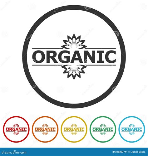 Organic Sign Icon Color Set Stock Vector Illustration Of Farmer