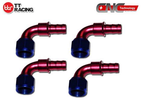 90 Degree Fuel Push On Push Lock Hose End Fittings 4 Fittings Kit Ebay