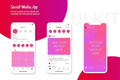 Premium Vector Instagram Ui Mockup Photo Sharing App Social Media