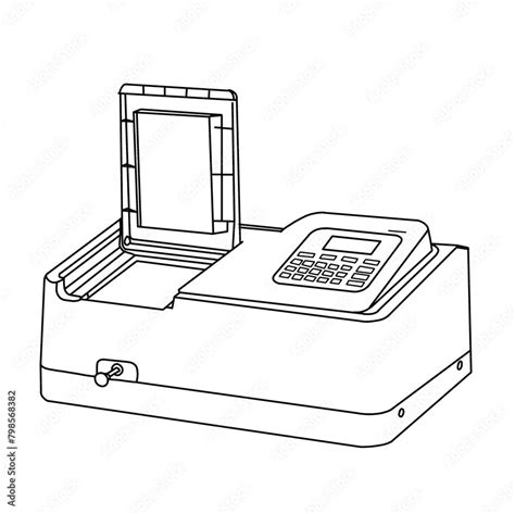 Vector illustration Spectrophotometer lab hand drawn sketch laboratory tools line art, isometric ...