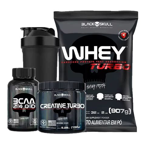 Kit Whey Protein Turbo 907g Bcaa Creatina Black Skull Shopee Brasil