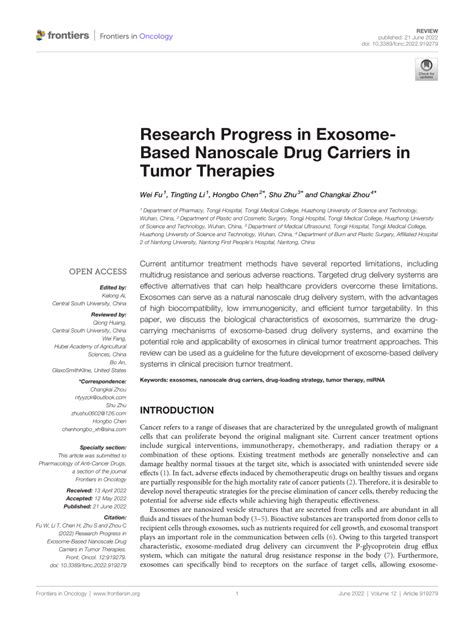 Pdf Research Progress In Exosome Based Nanoscale Drug Carriers In