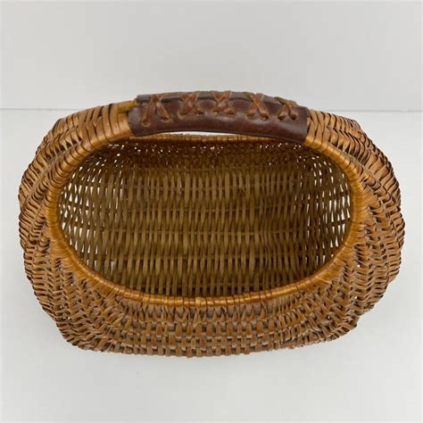 Vintage Handwoven Oval Reed Basket Chairish