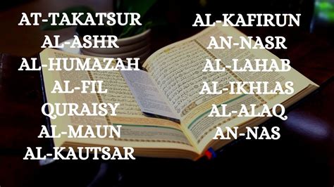 Surah Surah Pendek At Takatsur Sampai An Nas Youtube