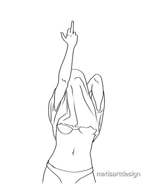 Middle Finger Naked Woman Body Abstract Line Art Art Abstrait Ligne