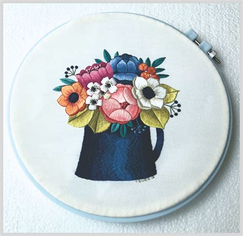 A Jug Of Flowers – Trish Burr Embroidery