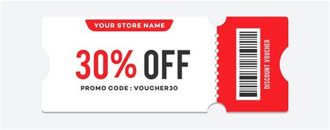 Discount Voucher 30 Percent Vector T Coupon Template White Coupon