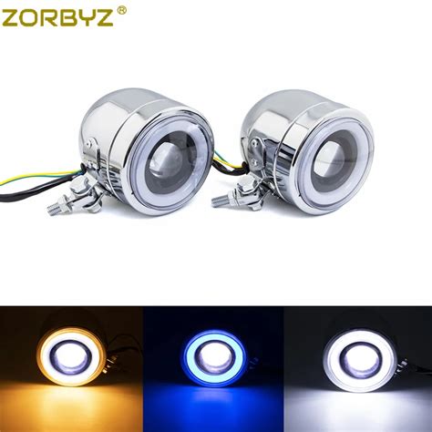 Zorbyz Chrome Led Anjo Olho Luz De Metal Frente Farol Ponto Luz