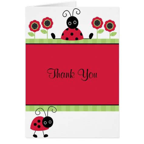 Little Red Ladybugs Thank You Note Card Zazzle