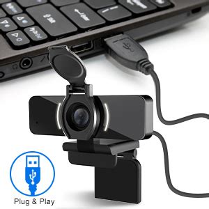 LarmTek 1080P Webcam With Microphone And Privacy Cover Web Cam USB