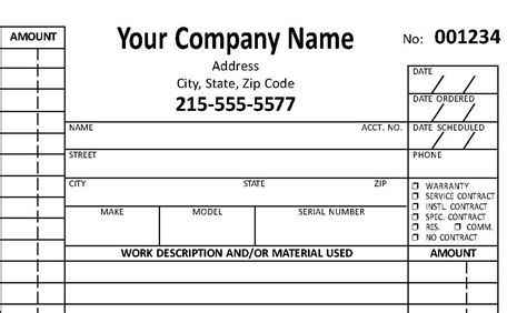 Custom HVAC Work Order Invoice TMG006 CompuPrint USA