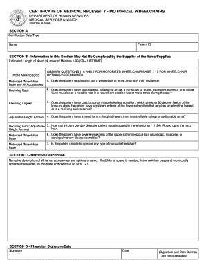 Fillable Online Nd Certificate Of Medical Necessity Motorized