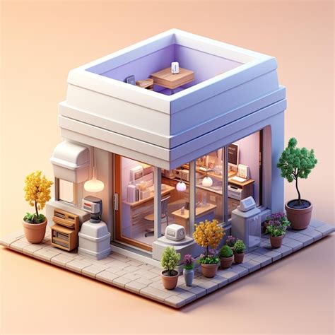 Patio de comidas de ilustración 3d Foto Premium