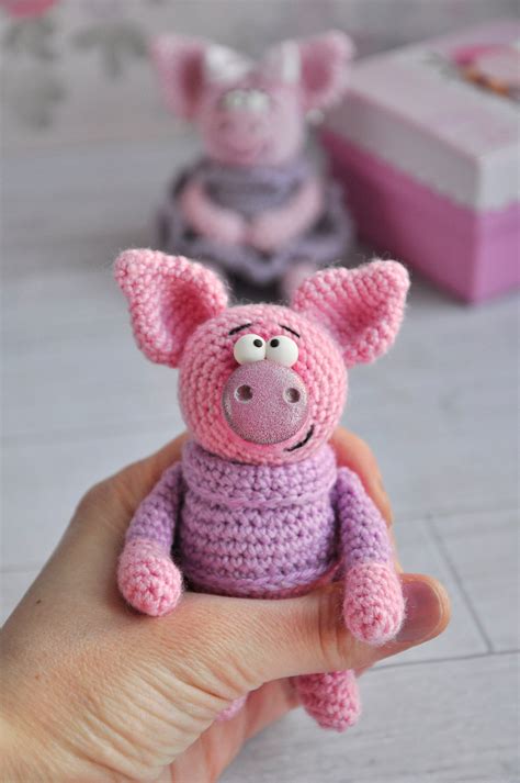 Cute Little Crochet Pink Pig Ts Piggy Pig Decor Amigurumi Etsy