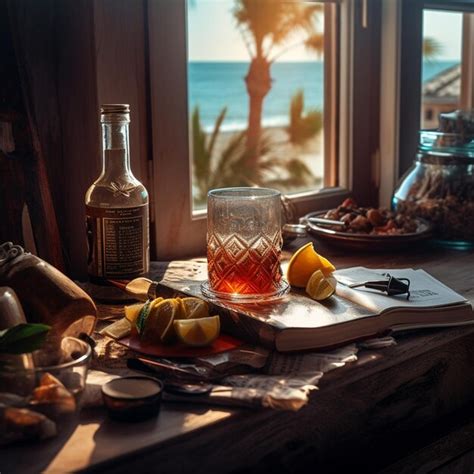 Premium Ai Image A Bottle Of Rum Sits On A Table Next To A Bottle Of Rum