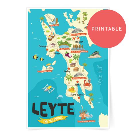 Leyte Illustrated Map Printable Wall Art Poster – Pinspired Philippines