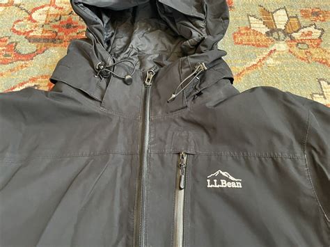 L L Bean Tek Thermore Hooded Full Zip Black Jacket Coat Men S Xl Regular Rain Ebay