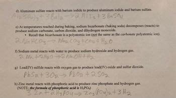 Answered: d) Aluminum sulfate reacts with barium… | bartleby