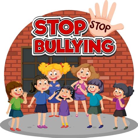 Stop Bullying Text With Cartoon Character 13500092 Vector Art At Vecteezy