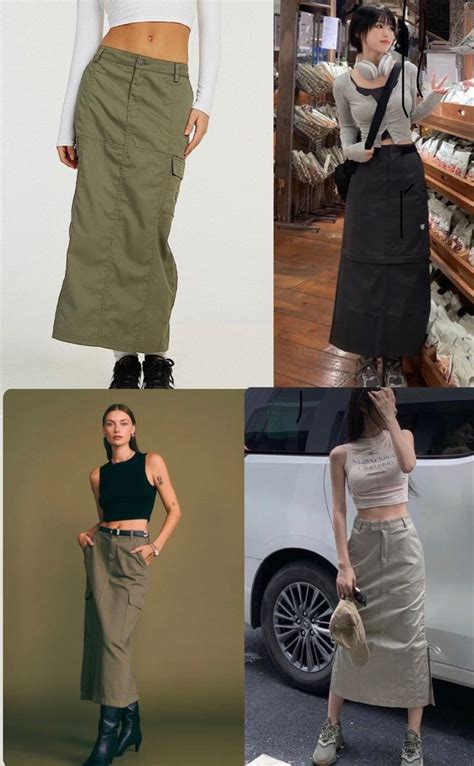 Cargo Skirt Outfit Skirt Ootd White Skirt Outfits Midi Outfits