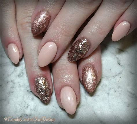 Laura On Instagram Rose Gold Nude Acrylic Overlays With Glitter Heaven Australia