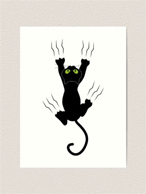 Black Cat Holding On Sticker Art Print For Sale By Trayankostashki Redbubble