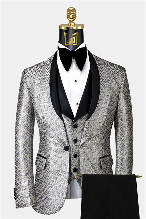 Silver Grey Tuxedo Suit 3 Piece Gentlemans Guru