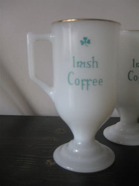 Federal Milk Glass Irish Coffee Mugs Set Of 2 Shabby Milk Etsy