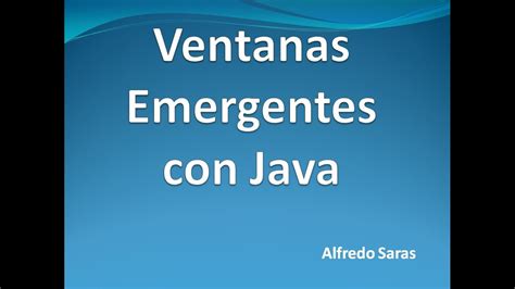 Ventanas Emergentes En Java YouTube