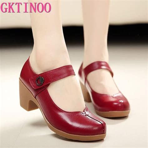 Gktinoo Primavera Outono Sapatos Mulher Couro Genu No Mulher