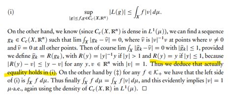 Functional Analysis Justifying Steps In Riesz Representation Theorem