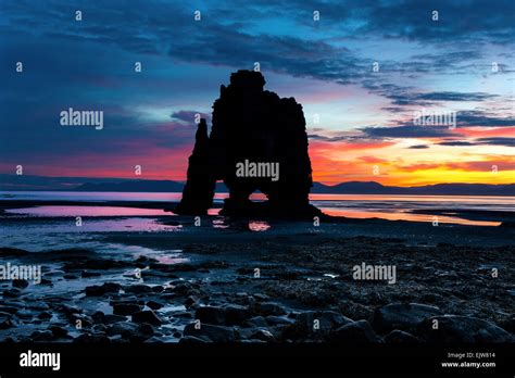 Hvitserkur At Sunrise A 15 M High Basalt Sea Stack Along The Eastern