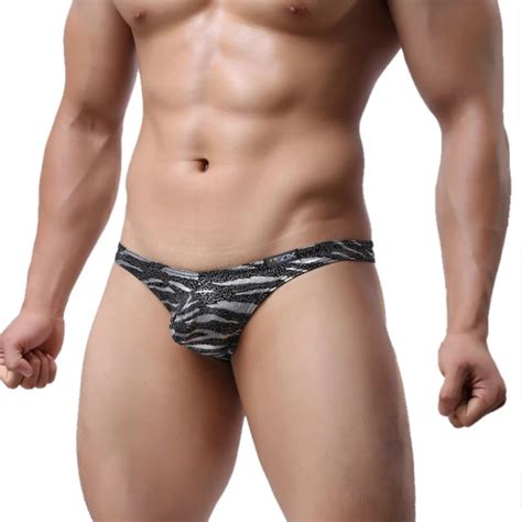 Ropa Interior Sexy Gay Para Hombre Tangas De Leopardo Con Bolsa Para