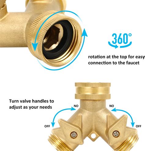 Styddi 2 Way Heavy Duty Garden Hose Splitters Solid Brass 2 Way Water