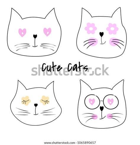 Set Cute Cats Cartoon Vector Illustration Stock Vector Royalty Free