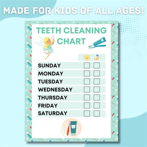 Kids Teeth Cleaning Chart Brushing Teeth Chart Oral Hygiene - Etsy