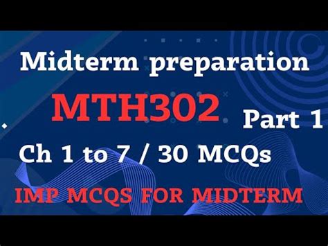 MTH 302 Quiz 1 Solution 2024 Lec 1 To 7 30 Mcqs MTH302 Midterm