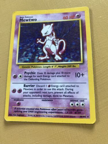 Mewtwo Holo Rare Base Set Unlimited Pokemon Card